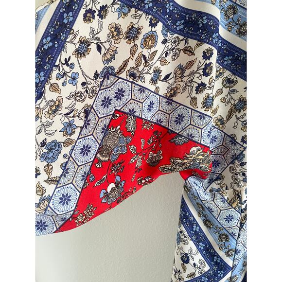 Umgee Floral Paisley Bandana Red Blue Dress Medium - Picture 7 of 7